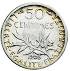 France 50 Centimes Argent Semeuse FRANCE 1917 (UN)