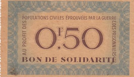 France 50 Centimes Bon de Solidarité - Pétain - 1941-1942 - TTB