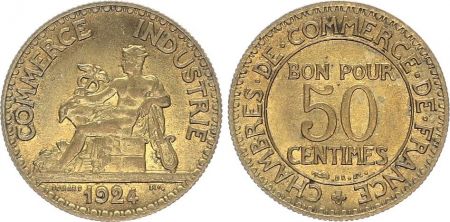 France 50 Centimes Chambre de Commerce - 1924