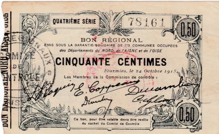 France 50 Centimes Fourmies - Quatrième série -  08/05/1916