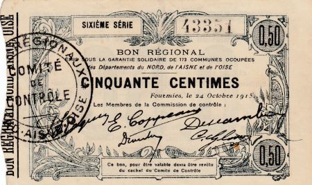 France 50 Centimes Fourmies - Sixième série -  08/05/1916