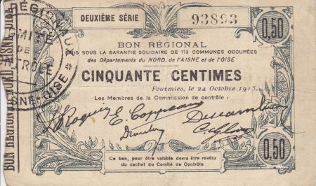 France 50 Centimes Fourmies Commune - 1915