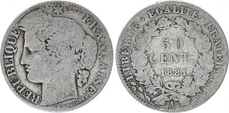 France 50 Centimes Francs Ceres - III ème République - 1881 A Paris