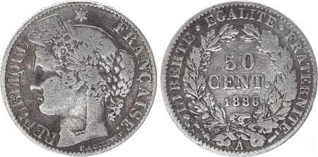 France 50 Centimes Francs Ceres - III ème République - 1886 A Paris