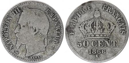 France 50 Centimes Francs Napoléon III 1866  K Bordeaux