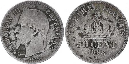 France 50 Centimes Francs Napoléon III 1868  A Paris