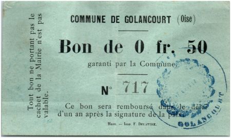 France 50 Centimes Golancourt Commune