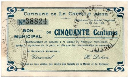 France 50 Centimes La Capelle Commune - 1915