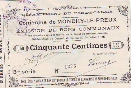 France 50 Centimes Monchy-Le-Preux