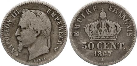 France 50 Centimes Napoléon III  1867  A Paris
