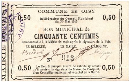France 50 Centimes Oisy Bon Municipal - N913 - 1915