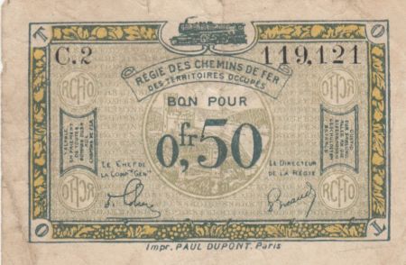 France 50 Centimes Régie des chemins de Fer - 1923 - Série C.2