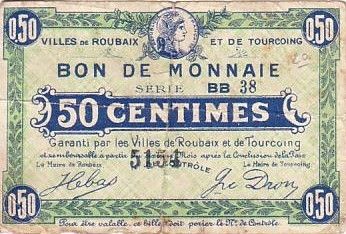 France 50 Centimes Roubaix-Tourcoing Sans date