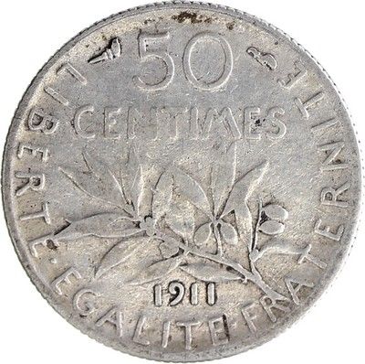France 50 Centimes Semeuse - 1911 Argent