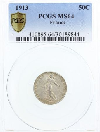 France 50 Centimes Semeuse - 1913 - PCGS MS 64