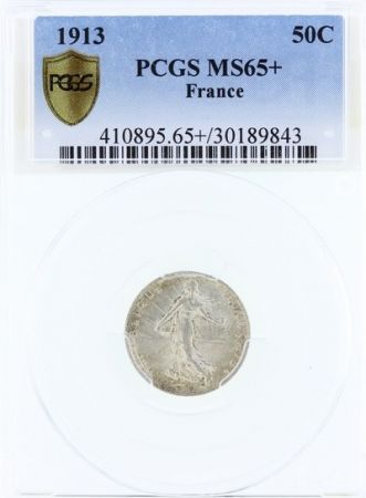 France 50 Centimes Semeuse - 1913 - PCGS MS 65+