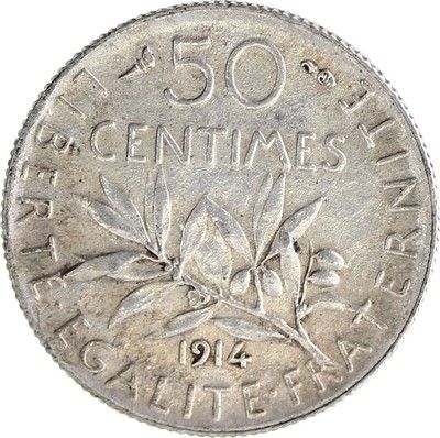 France 50 Centimes Semeuse - 1914 Argent