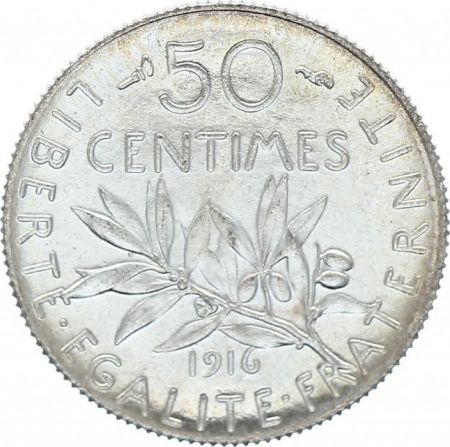 France 50 Centimes Semeuse - 1916 FDC Argent