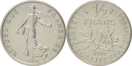 France 50 Centimes Semeuse Piéfort 1980 - sous sachet Monnaie de Paris - Argent