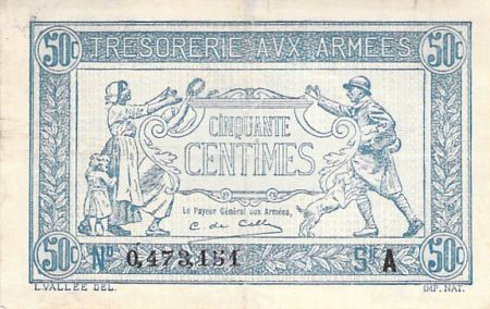 France 50 Centimes Trésorerie aux armées - 1917 Série A - TB+