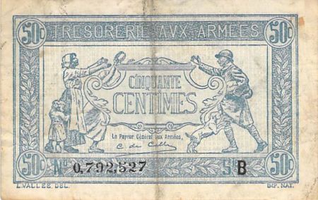France 50 Centimes Trésorerie aux armées - 1917 Série B - TB