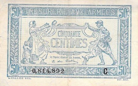 France 50 Centimes Trésorerie aux armées - 1917 Série C - TB+