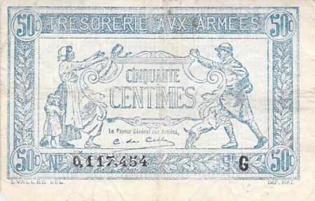France 50 Centimes Trésorerie aux armées - 1917 Série G - PTB