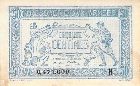 France 50 Centimes Trésorerie aux armées - 1917 Série H - TTB