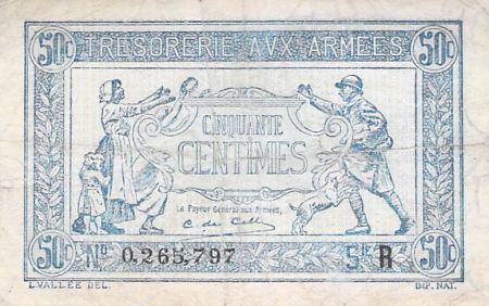 France 50 Centimes Trésorerie aux armées - 1919 Série R - TB