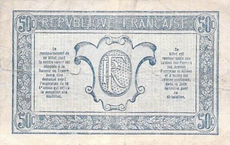 France 50 Centimes Trésorerie aux armées - 1919 Série R - TB