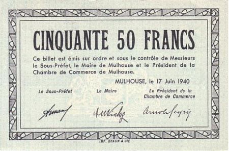 France 50 F , Mulhouse Chambre de Commerce, série C