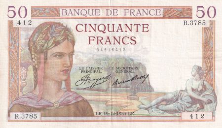 France 50 Francs - Cérès - 19-12-1935 - Série R.3785 - TTB+ - F.17.21
