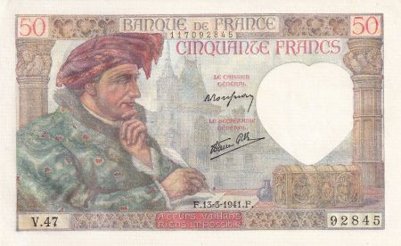 France 50 Francs - Jacques Coeur - 13-03-1941 - Série V.47 - F.19.07