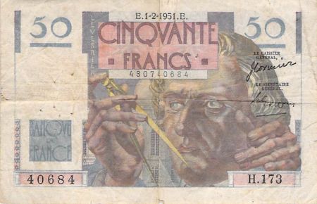 France 50 Francs - Le Verrier 01-02-1951 - Série H.173 - TB