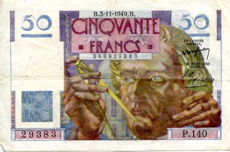 France 50 Francs - Le Verrier 03-11-1949 - Série P.140 - TTB