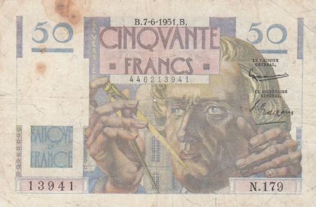 France 50 Francs - Le Verrier 07-06-1951 - Série N.179