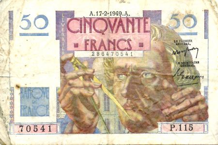 France 50 Francs - Le Verrier 17-02-1949 - Série P.115 - TB