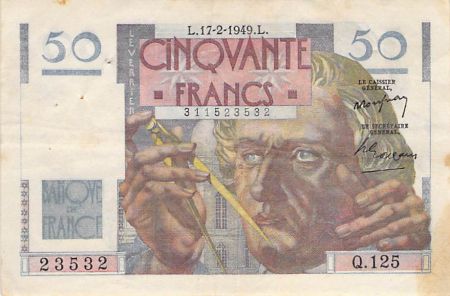 France 50 Francs - Le Verrier 17-02-1949 - Série Q.125 - TTB
