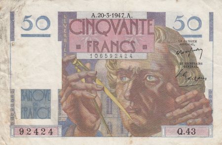 France 50 Francs - Le Verrier 20-03-1947 - Série Q.43 - TTB