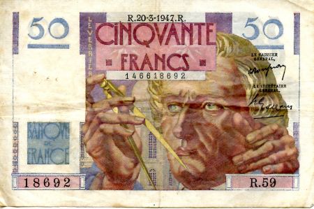 France 50 Francs - Le Verrier 20-03-1947 - Série R.59 - TTB