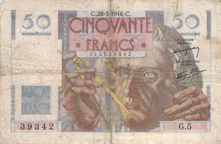 France 50 Francs - Le Verrier 28-03-1946 - Série G.5 - B+