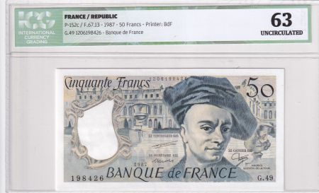 France 50 Francs - Quentin de la Tour - 1987 - Série G.49 - ICG 63UNC