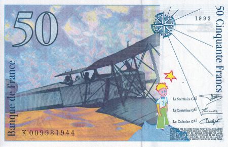 France 50 Francs - Saint-Exupéry - 1993 - Lettre K - F.72.02