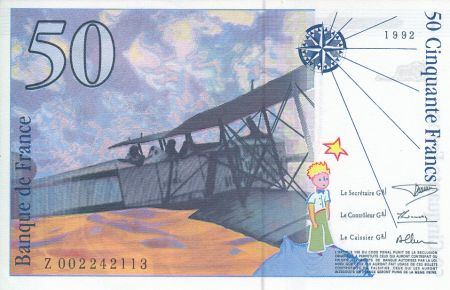 France 50 Francs, Saint-Exupéry - 1992 - Série Z. 002 - Mouton en haut