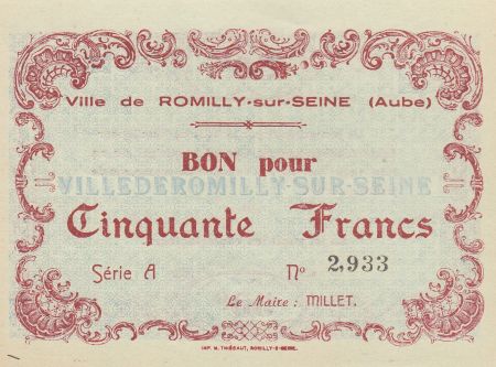 France 50 Francs 1940, Ville de Romilly-sur-Seine