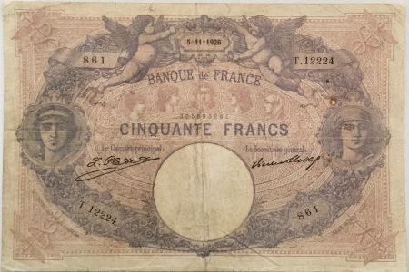 France 50 Francs Bleu et Rose - 05-11-1926 Série F.12224 - TB