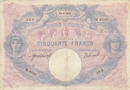 France 50 Francs Bleu et Rose - 10-02-1913 Série M.4539 - TB+