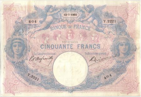 France 50 Francs Bleu et Rose - 12-07-1902 Série Y.2221