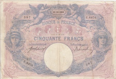 France 50 Francs Bleu et Rose - 13-10-1915 Série E.6476
