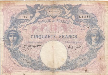 France 50 Francs Bleu et Rose - 17-02-1925 Série L.11589
